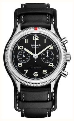 Hanhart Hanhart 417 ES (42mm) Black Dial / Black Leather Strap - XL H721.210-7012 L STRAP