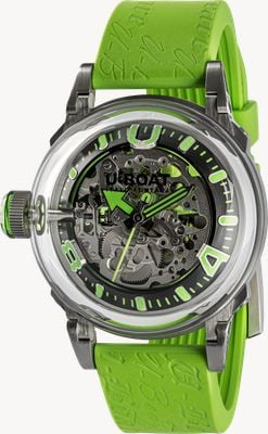 U-Boat U-65 Automatic SS (44mm) Skeleton Dial / Green Silicone Strap 3344