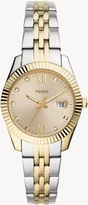 Fossil Women's Scarlette Mini | Gold Dial | Two Tone Stainless Steel Bracelet ES4949