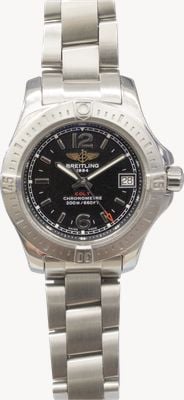 Pre-owned Breitling Colt Quartz Chronometre (33mm) Black Dial / Stainless Steel Bracelet Watch J74196