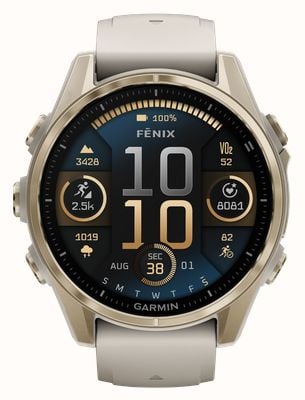 Garmin Fenix 8 43mm AMOLED Sapphire Premium Multisport GPS Smartwatch Gold with Fog Silicone 010-02903-11