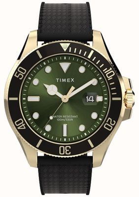 Timex Harborside Coast (44mm) Green Sunray Dial / Black Synthetic Rubber Strap TW2Y05300