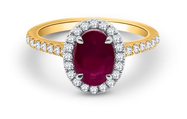 Pre-owned J63228 Ladies Pre Owned 18ct Ruby and Diamond Halo Jewellery