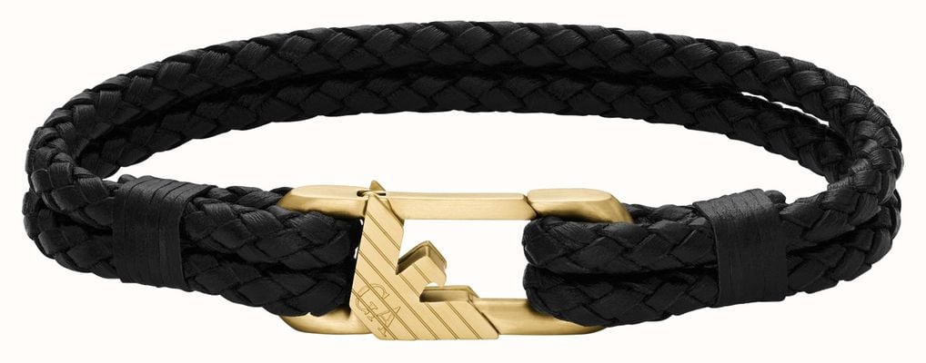 Emporio Armani Eagle logo Bracelet - Black Leather EGS3245710