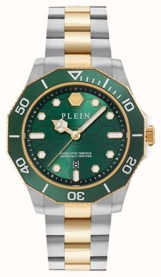 Philipp Plein AQUASTORM Quartz (44mm) Green Sunray Dial / Two-Tone Stainless Steel Bracelet PW2GA0526