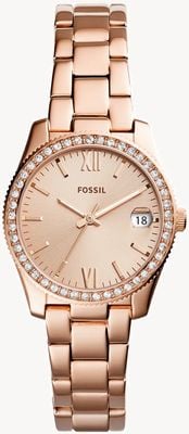 Fossil Women's Scarlette | Rose Gold Dial | Crystal Set | Rose Gold Stainless Steel Bracelet ES4318