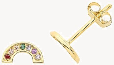 Treasure House 9ct Yellow Gold Rainbow Cubic Zirconia Stud Earrings ES1664