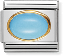 Nomination Classic Oval Hard Stones In Stainless Steel And 18ct Gold TURQUOISE Charm 030502/06