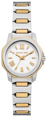 Michael Kors Women's Prescott Two Tone Stainless Steel White Dial Watch MK7686