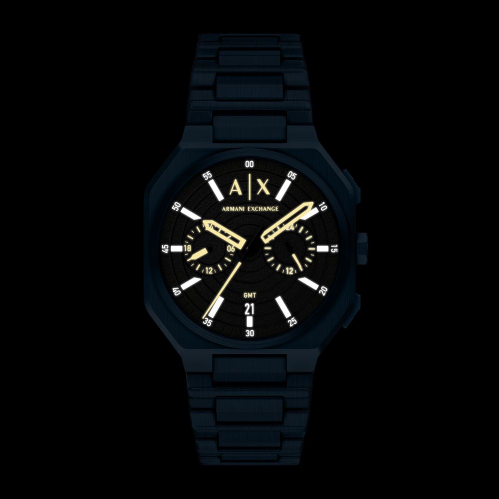 Armani Exchange Dual-Time Quartz (40mm) Black Dial / Blue PVD Stainless Steel Bracelet AX1477 - alternate view 3