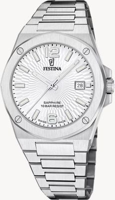Festina Swiss Made Vallée Quartz (42mm) Silver Dial / Stainless Steel Bracelet F22000/1