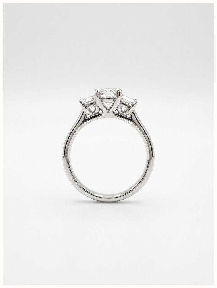 1.09ct Princess Natural Diamond Platinum Trilogy Ring J60207 - alternate view 3