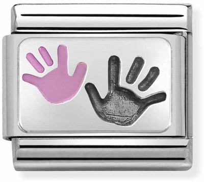 Nomination Classic Daughter & Parent Hands Oxidised Sterling Silver & Steel Enamel Charm 330208/42