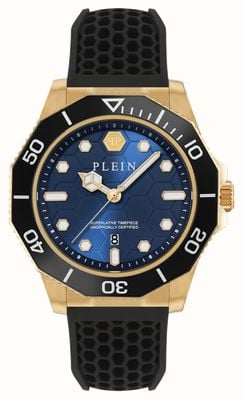Philipp Plein AQUASTORM Quartz (44mm) Blue Sunray Dial / Black Silicone Strap PW2GA0226