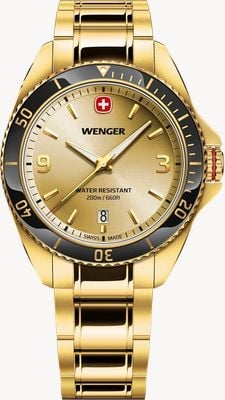 Wenger Executive Quartz (40mm) Gold Sunburst Dial / Gold PVD Stainless Steel Bracelet 01.2031.108