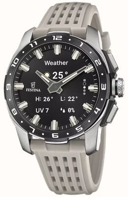 Festina Connected Full D Hybrid Smartwatch (44mm) Digital Display / Grey Silicone Strap F23305/7
