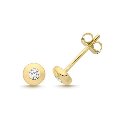 James Moore TH ES2064 9CT YEL GOLD CZ ROUND STUDS Jewellery
