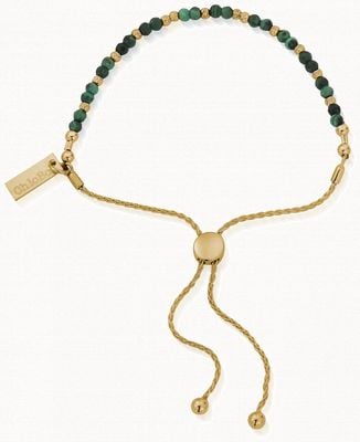 ChloBo Dainty Sparkle Malachite Gold Tone Adjustable Bracelet GBAMFB