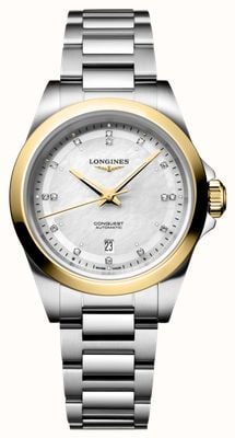 LONGINES Conquest Diamond Automatic 18k (30mm) White Mother-of-Pearl Dial / Stainless Steel Bracelet L33205806