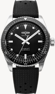 Vulcain Skindiver Nautique Automatic (38mm) Black Dial / Black Tropic Rubber Strap 660170B07.BAR200
