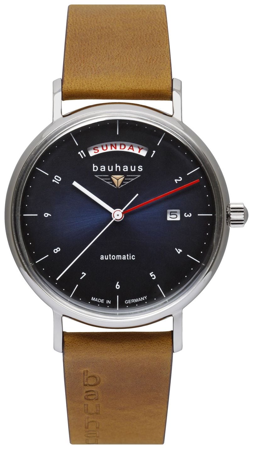 Bauhaus 2162-3 Men's Brown Italian Leather Strap | Blue Dial Watch