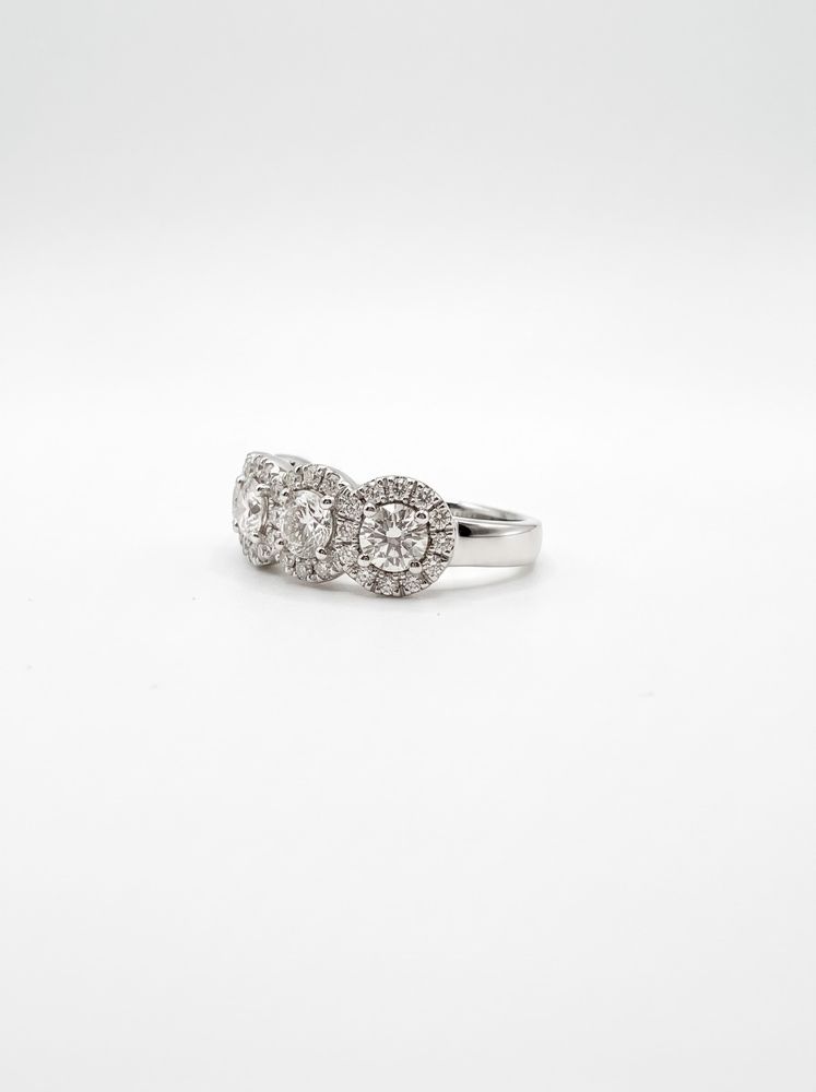 1.55ct Round Brilliant Natural Diamond Platinum Halo Five Stone Ring E94044 - alternate view 2