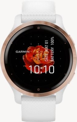 Garmin Venu 2S GPS Smartwatch with AMOLED Display (40mm) Rose Gold Bezel with White Silicone Band 010-02429-13