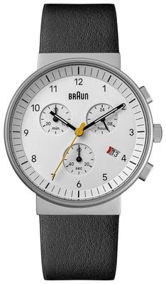 Braun Classic Quartz Chronograph (40mm) White Dial / Black Leather Strap BN0035BWHBKG