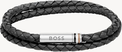 BOSS Jewellery Ares Men's Black Leather Bracelet 1580489M