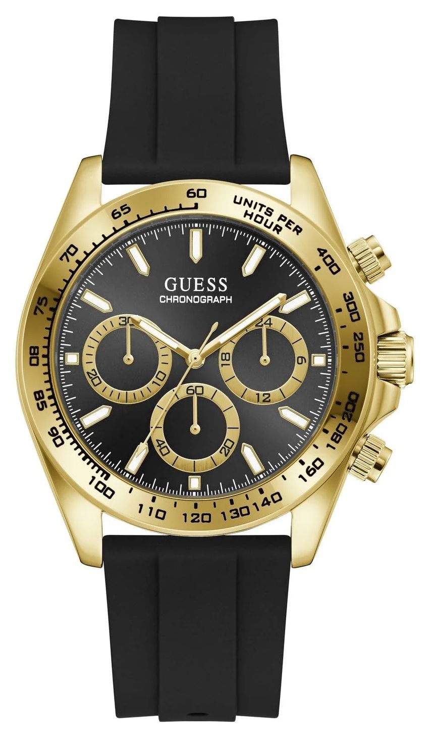 Guess GW1155G2 Arthur Black Sunray Dial Black Silicone Strap Watch