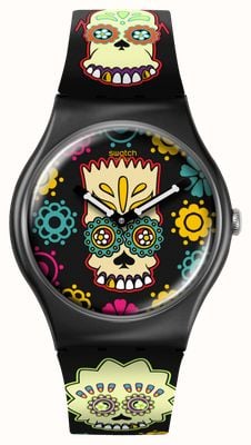 Swatch x The Simpsons D'OH OF THE DEAD (41mm) Black Printed Dial / Black Printed Silicone Strap SO29Z135