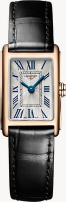 LONGINES DolceVita 18k Pink-Gold Quartz (17.7mm) Silver Flinqué Dial / Black Leather Strap L52588710