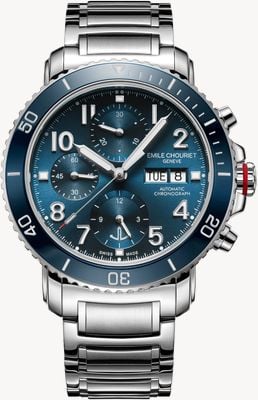 Emile Chouriet Challenger Deep Automatic Chronograph (43.5mm) Blue Sunray Dial / Stainless Steel Bracelet 22.1169.G.6.AW.99.6