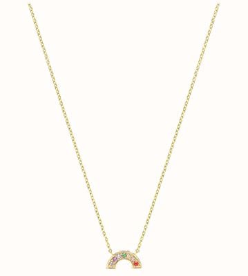 James Moore TH 9ct Yellow Gold Rainbow Cubic Zirconia Necklace NK421