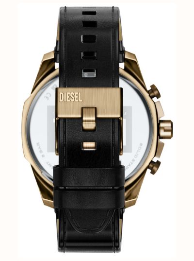 Diesel Mega Cheif Black Leather Blue Dial Watch DZ4732 - alternate view 2