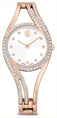 Swarovski Hyperbola Bangle Watch (28mm) Silver Dial / Rose-Gold PVD Stainless Steel Bracelet 5715465