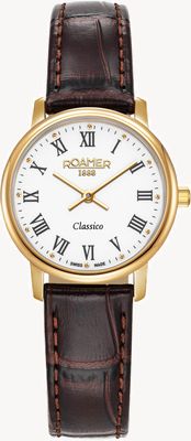 Roamer Classico Ladies Quartz (30mm) White Dial / Brown Leather Strap 971857 48 25 05