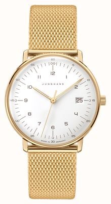 Junghans max bill Damen (32.7mm) White Dial / Gold PVD Milanese Bracelet 47/7452.46