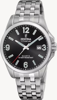 Festina Calendario Titanium (41mm) Black Dial / Titanium Bracelet F20696/3