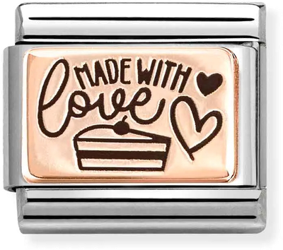 Nomination Classic Bonded Rose Gold Made with Love Cake Charm 430111/24