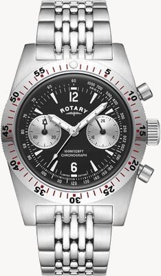 Rotary RW 1895 Heritage Chronograph Limited Edition (38mm) Black Dial / Stainless Steel Bracelet GB05500/30