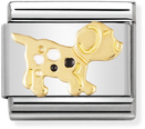 Nomination Classic Dog 18ct Gold & Steel Enamel Charm 030212/36