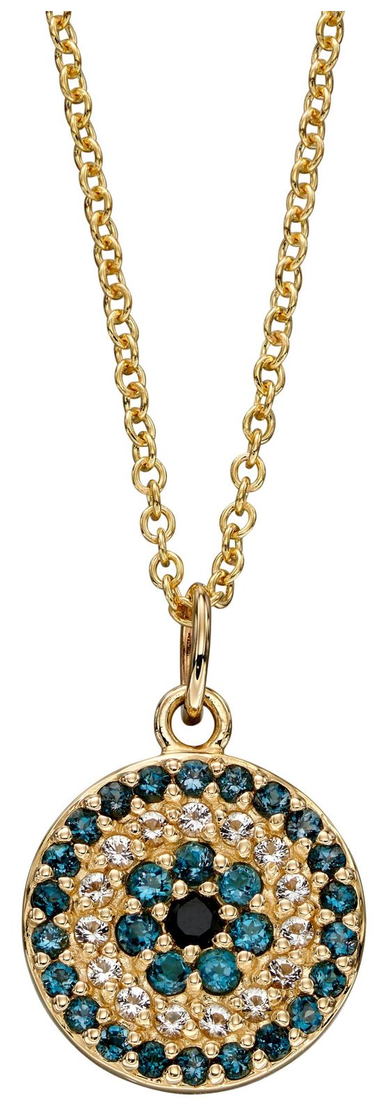 Elements Gold GP2267 9ct Yellow Gold Blue/white Topaz Black Jewellery