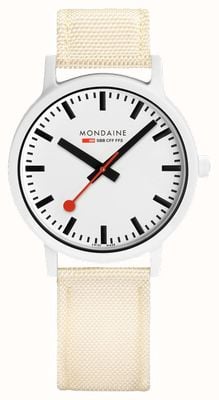 Mondaine Essence 41mm | Off White Strap | White Dial MS1.41111.LT