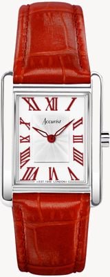 Accurist Rectangle Womens | White Dial | Red Leather Strap 71000