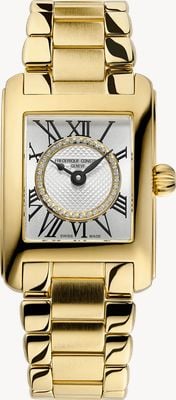 Frederique Constant Classics Carrée Diamond Quartz (21mm) Silver Dial / Gold PVD Stainless Steel Bracelet FC-200MCDC35B