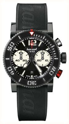 Hanhart PRIMUS Diver Automatic Chronograph (44mm) Black Dial / Black Rubber Strap - M 742.510-1020