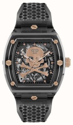 Philipp Plein HIGH-CONIC THE $KELETON CRYSTAL (44mm) Skeleton Dial / Black Bio TPU Plastic Strap PWPTA0424