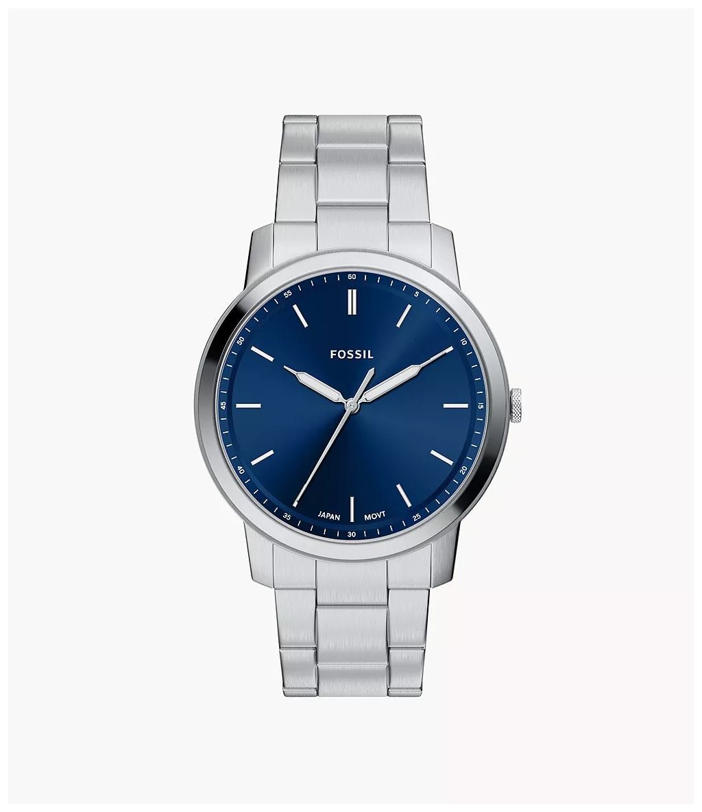 Fossil Minimalist Men's Blue Dial Stainless Steel Bracelet Watch