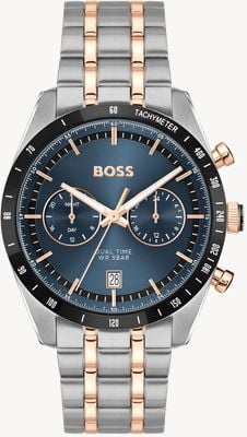 BOSS TOURMASTER Dual-Time (41mm) Blue Dial / Two-Tone Stainless Steel Bracelet 1514288